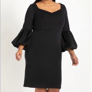 ELOQUII Plus Size Balloon-Sleeve Sweetheart Dress